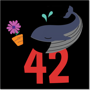 Hitchhiker Whale & Petunia, Inspired By Hitchhiker's Guide To The Galaxy Posters and Art